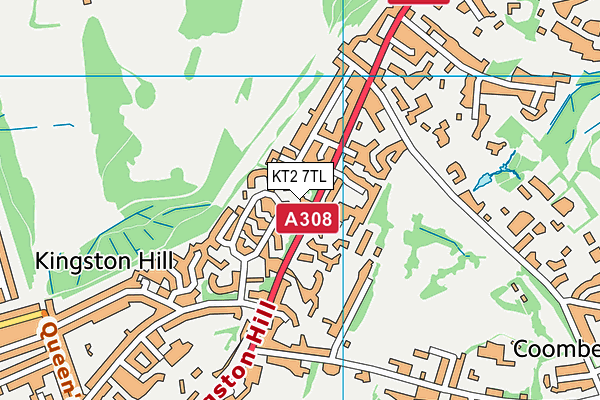 KT2 7TL map - OS VectorMap District (Ordnance Survey)