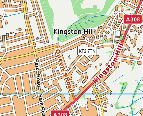 KT2 7TN map - OS VectorMap District (Ordnance Survey)