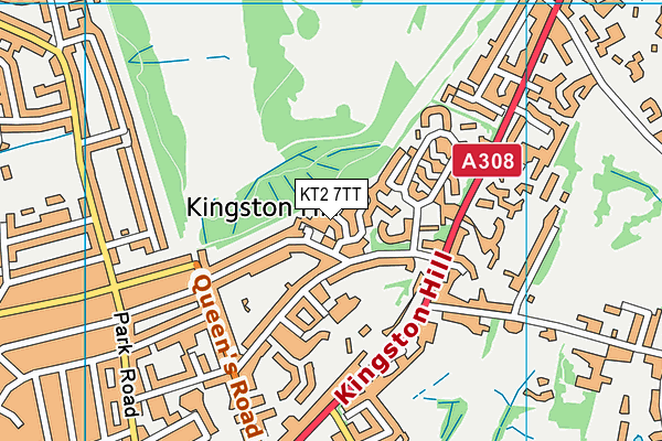 KT2 7TT map - OS VectorMap District (Ordnance Survey)