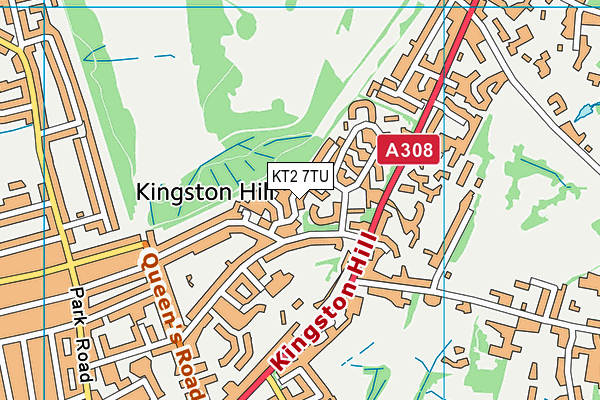 KT2 7TU map - OS VectorMap District (Ordnance Survey)