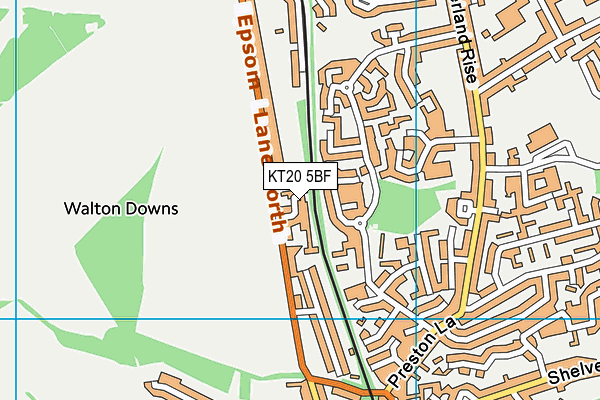 KT20 5BF map - OS VectorMap District (Ordnance Survey)