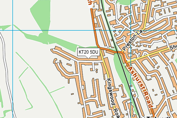 KT20 5DU map - OS VectorMap District (Ordnance Survey)