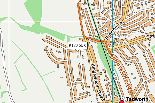 KT20 5DX map - OS VectorMap District (Ordnance Survey)