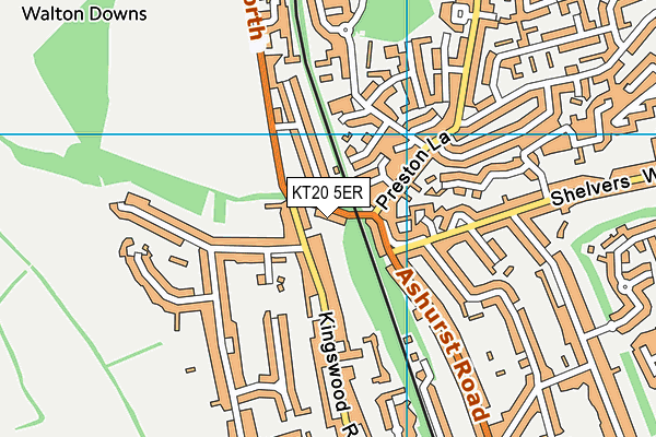 KT20 5ER map - OS VectorMap District (Ordnance Survey)