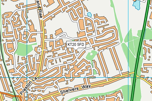 KT20 5FD map - OS VectorMap District (Ordnance Survey)