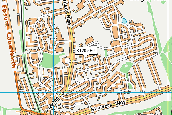 KT20 5FG map - OS VectorMap District (Ordnance Survey)