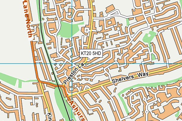 KT20 5HD map - OS VectorMap District (Ordnance Survey)