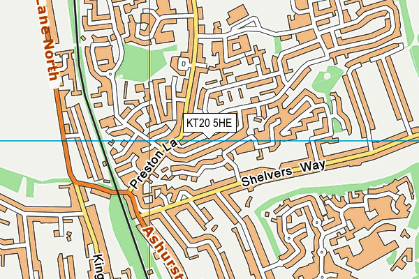 KT20 5HE map - OS VectorMap District (Ordnance Survey)