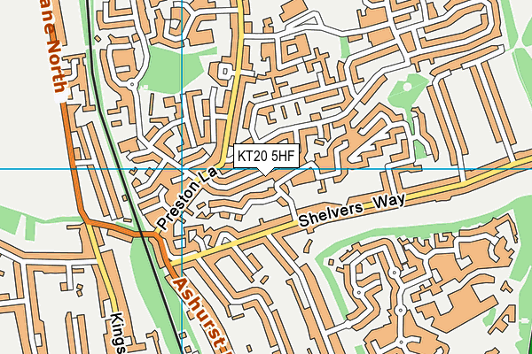 KT20 5HF map - OS VectorMap District (Ordnance Survey)