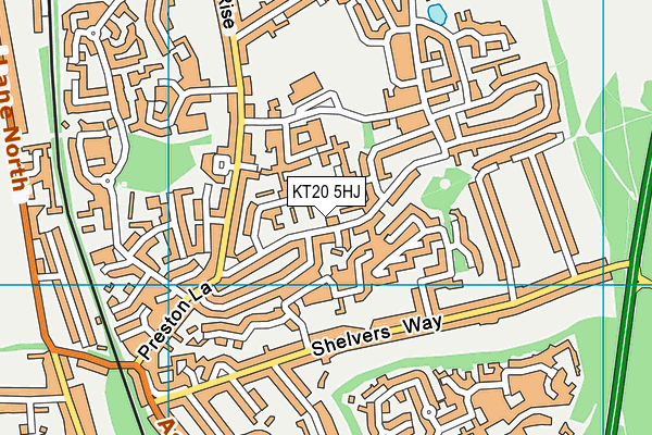 KT20 5HJ map - OS VectorMap District (Ordnance Survey)