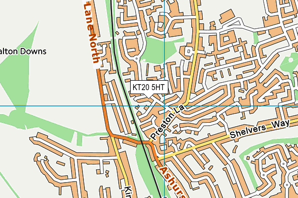 KT20 5HT map - OS VectorMap District (Ordnance Survey)
