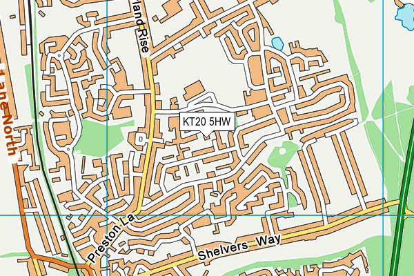 KT20 5HW map - OS VectorMap District (Ordnance Survey)