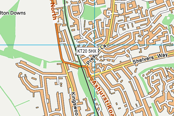 KT20 5HX map - OS VectorMap District (Ordnance Survey)