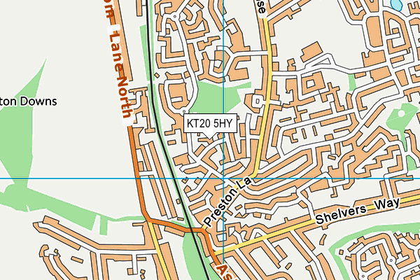 KT20 5HY map - OS VectorMap District (Ordnance Survey)