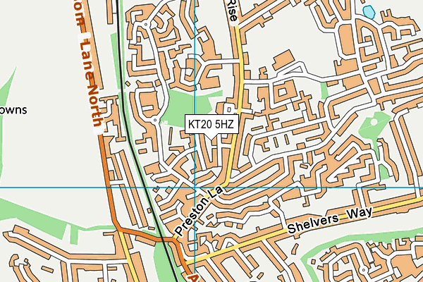 KT20 5HZ map - OS VectorMap District (Ordnance Survey)