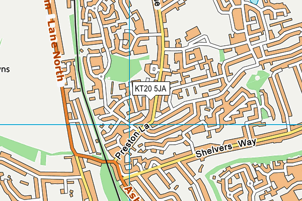 KT20 5JA map - OS VectorMap District (Ordnance Survey)