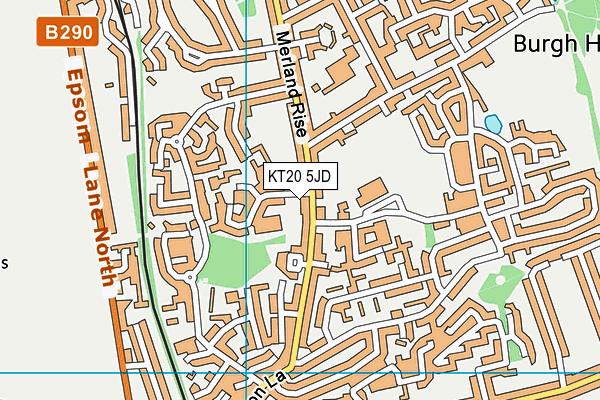 KT20 5JD map - OS VectorMap District (Ordnance Survey)