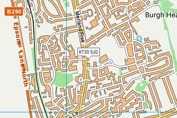 KT20 5JG map - OS VectorMap District (Ordnance Survey)