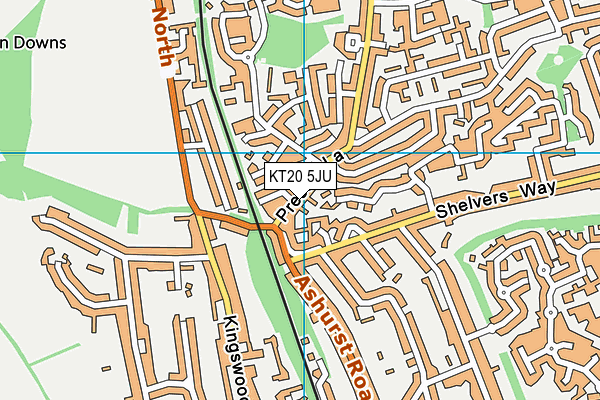 KT20 5JU map - OS VectorMap District (Ordnance Survey)