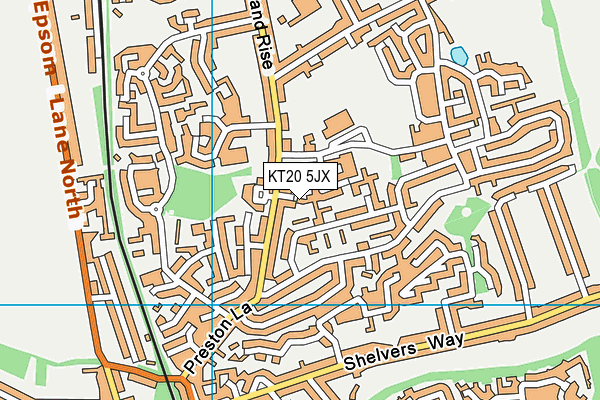 KT20 5JX map - OS VectorMap District (Ordnance Survey)