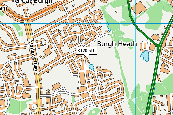 KT20 5LL map - OS VectorMap District (Ordnance Survey)