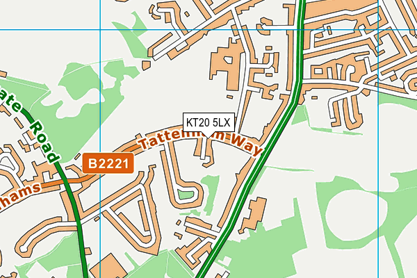 KT20 5LX map - OS VectorMap District (Ordnance Survey)