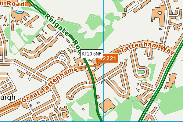 KT20 5NF map - OS VectorMap District (Ordnance Survey)