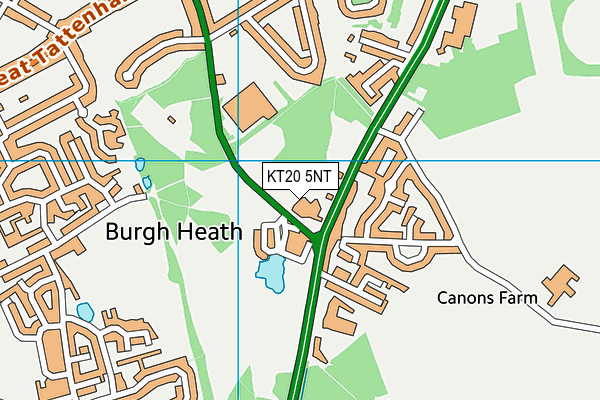 KT20 5NT map - OS VectorMap District (Ordnance Survey)