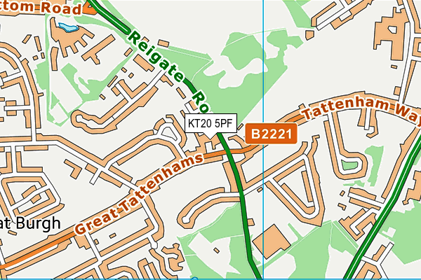 KT20 5PF map - OS VectorMap District (Ordnance Survey)