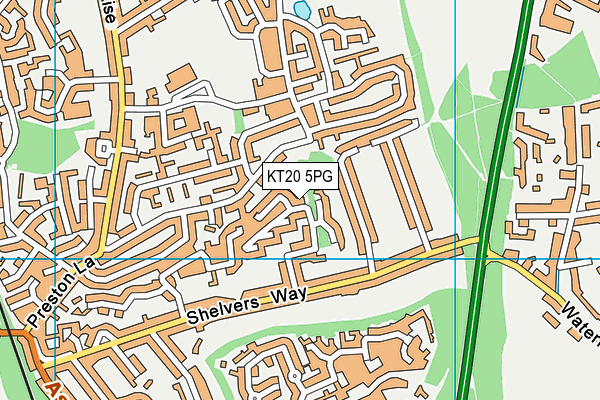KT20 5PG map - OS VectorMap District (Ordnance Survey)