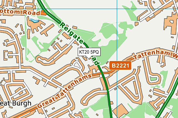 KT20 5PQ map - OS VectorMap District (Ordnance Survey)