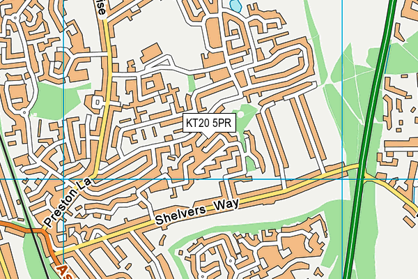 KT20 5PR map - OS VectorMap District (Ordnance Survey)