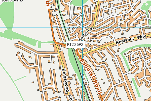 KT20 5PX map - OS VectorMap District (Ordnance Survey)