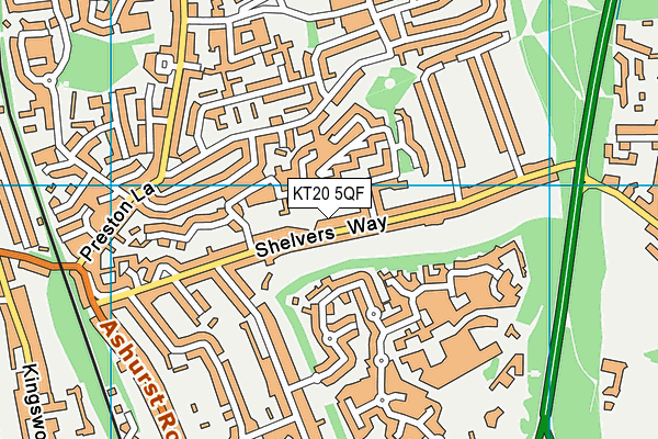 KT20 5QF map - OS VectorMap District (Ordnance Survey)