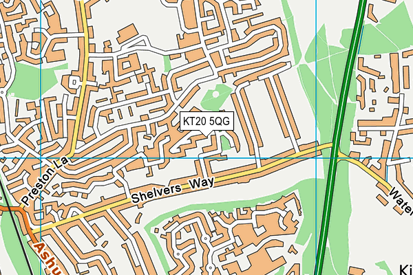 KT20 5QG map - OS VectorMap District (Ordnance Survey)