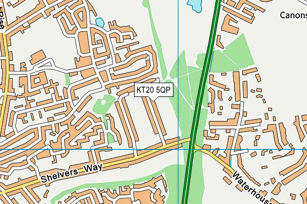 KT20 5QP map - OS VectorMap District (Ordnance Survey)
