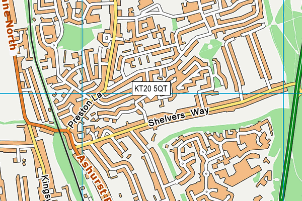 KT20 5QT map - OS VectorMap District (Ordnance Survey)