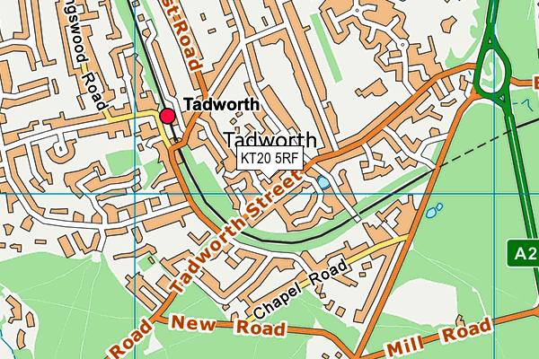 KT20 5RF map - OS VectorMap District (Ordnance Survey)