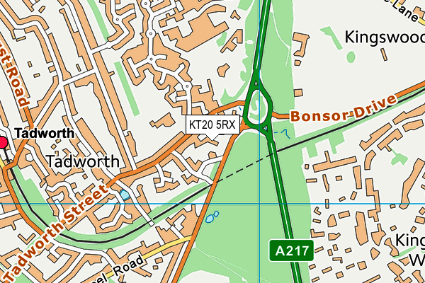 KT20 5RX map - OS VectorMap District (Ordnance Survey)