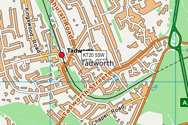 KT20 5SW map - OS VectorMap District (Ordnance Survey)