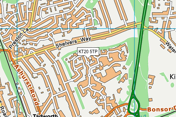 KT20 5TP map - OS VectorMap District (Ordnance Survey)