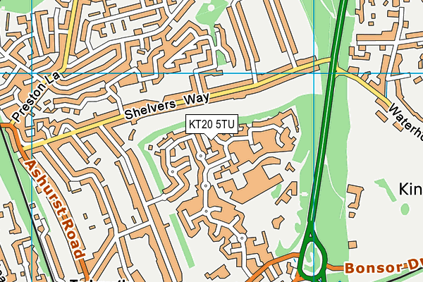 KT20 5TU map - OS VectorMap District (Ordnance Survey)
