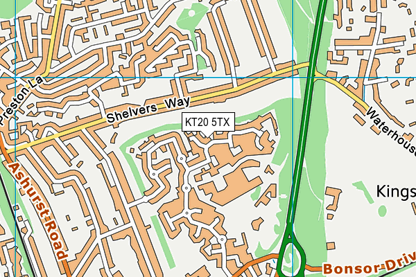 KT20 5TX map - OS VectorMap District (Ordnance Survey)