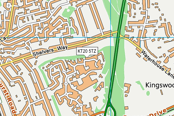 KT20 5TZ map - OS VectorMap District (Ordnance Survey)