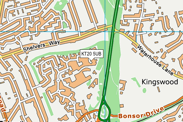 KT20 5UB map - OS VectorMap District (Ordnance Survey)