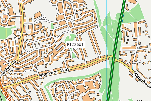 KT20 5UT map - OS VectorMap District (Ordnance Survey)