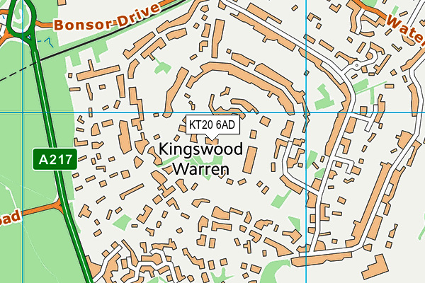 KT20 6AD map - OS VectorMap District (Ordnance Survey)