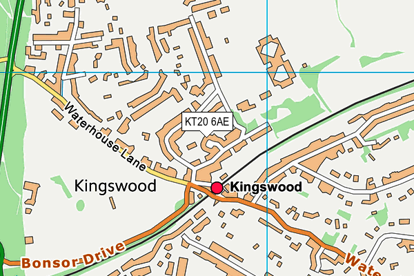 KT20 6AE map - OS VectorMap District (Ordnance Survey)