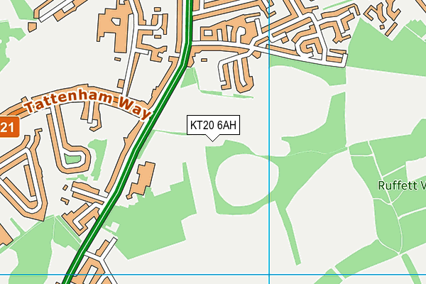 KT20 6AH map - OS VectorMap District (Ordnance Survey)