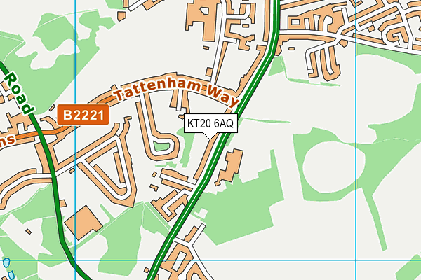KT20 6AQ map - OS VectorMap District (Ordnance Survey)